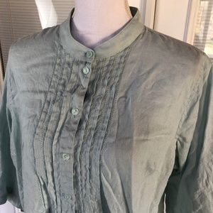 L.L. Bean Linen Robin's Egg Blue Top XL 267664